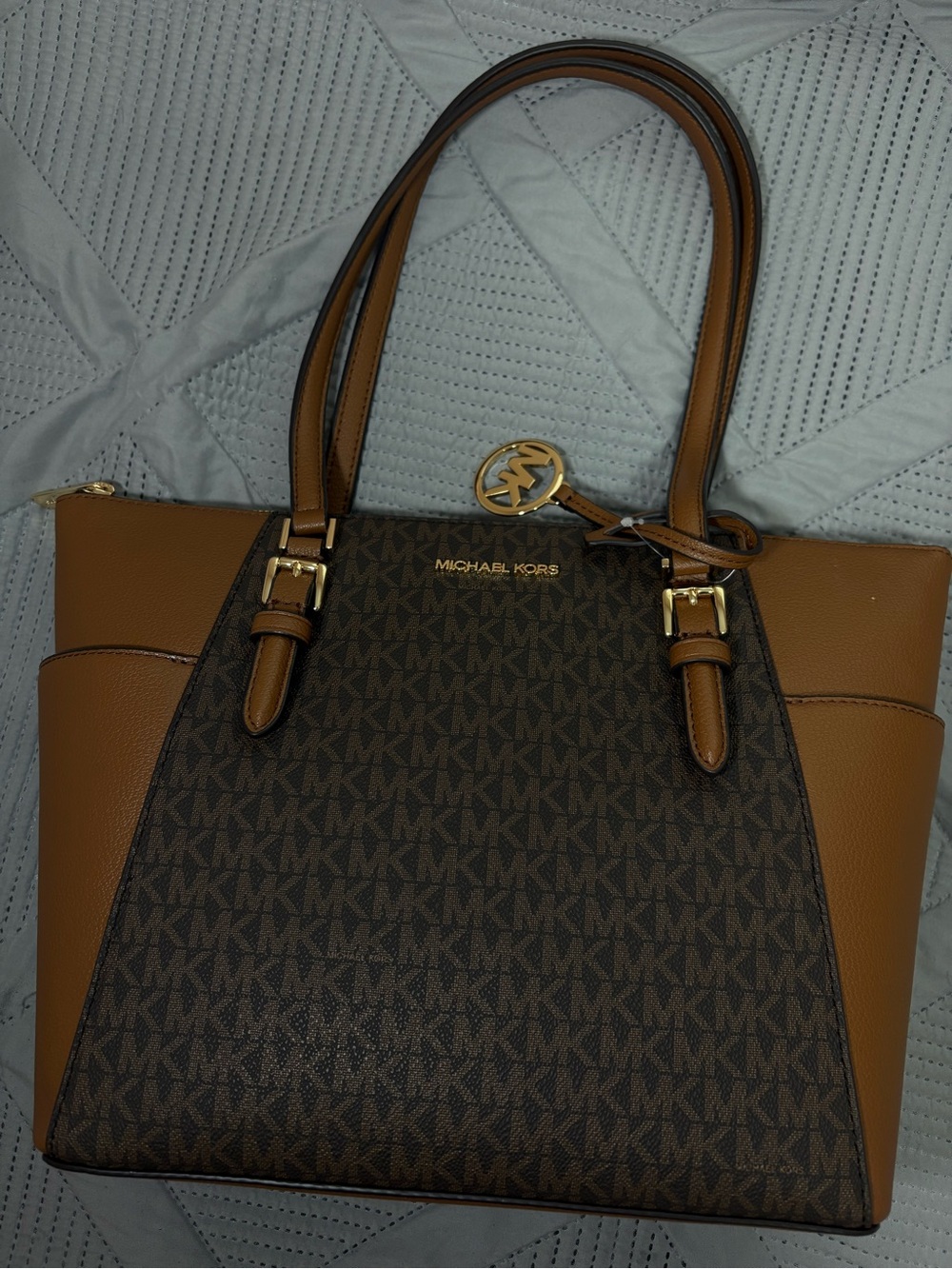 Michael Kors Brown & Tan Tote with Gold Accents